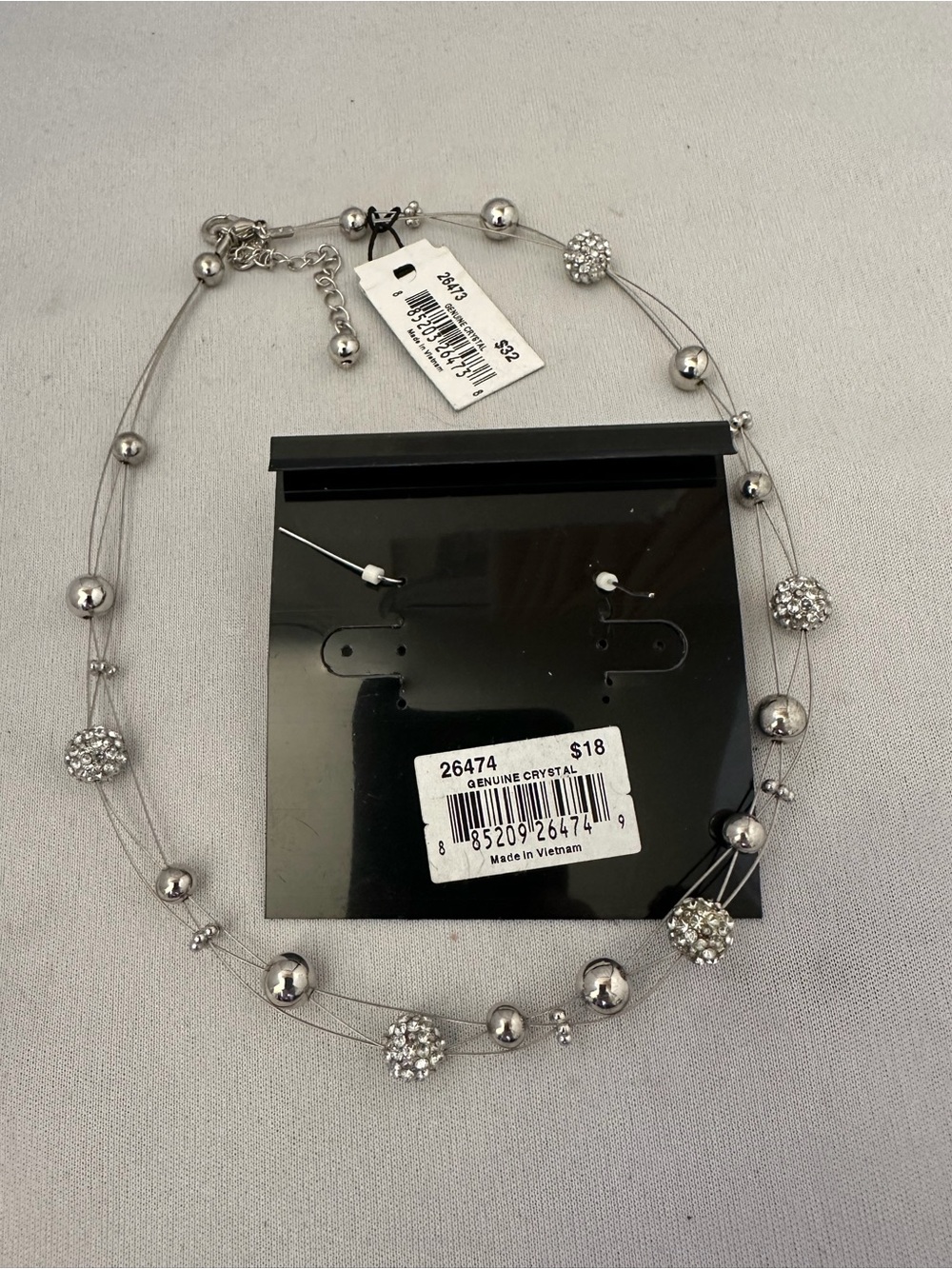 Cookie Lee Silver Crystal Multi-Strand Necklace with Pavé Drop Earrings - Picture 4 of 4